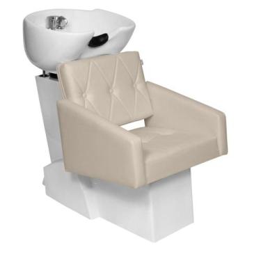 Imagem de Lavatório Cuba porcelana Branca Diamante Para salão Estofado Bege - Mo