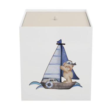 Imagem de Lixeira Kit Higiene MDF com Tampa Bebê Urso Marinheiro - Neném na Nuve