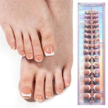 Imagem de Plauva Pontas De Unha Francesas, Unhas Curtas Pressão, 150 Unidades Gel Macio Marrom Para Dos Pés, Postiças Imersão Mulheres, Arte Faça Você Mesmo, 15 Tamanhos