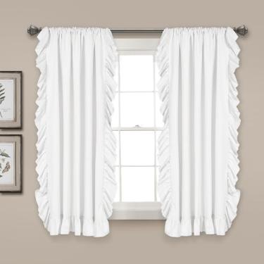 Imagem de Lush Decor Reyna Conjunto de cortinas brancas para sala de estar, sala de jantar, quarto (par), 160 x 137 cm, 2 unidades