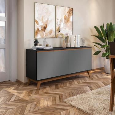 Imagem de Aparador Kappesberg 4 Portas Preto Fosco/chumbo 156cm