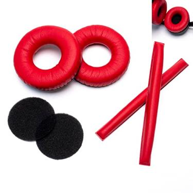 Imagem de Voarmaks Kits De Almofadas Auriculares Coloridas Arco-Íris Compatíveis Com Sennheiser Hd25 Hd250Bt Hd25-Ll Hd25S Il Hmd25 Capas Espuma Para Fones Ouvido (Conjuntos Vermelhos)