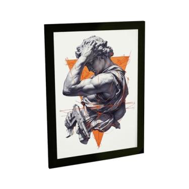 Imagem de Quadro Decorativo Estatua Grega David Arma Game Fps Grafite