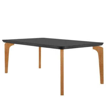 Imagem de Mesa Sala De Jantar Liz 180cm Em Mdf E Vidro Com Canto Copo Grafite/ Imbuia/ Serig. Grafite