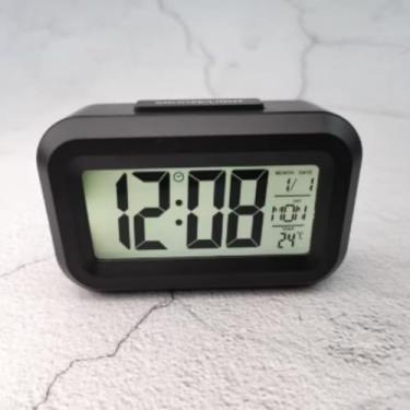 Imagem de Relógio Despertador Digital de Mesa Compacto, com Calendário, Termômetro, Luz Noturna e Botão de Soneca