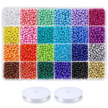 Imagem de efivs arts 4500 contas de sementes 24 cores 4 mm contas redondas para amizade kit de fabricação de pulseiras de cintura pequenas contas arco-íris para artesanato DIY 6/0