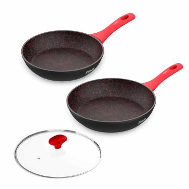 Imagem de Panelas Ichef Home Vermelha Sauté Grand 24cm e Sauté Petit 20cm com Tampa 24cm | Home Vermelha