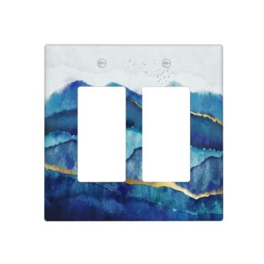 Imagem de Paisagem abstrata montanhas 2 Gang Rocker Light Switch Cover Double Rocker decorativa placa de parede GFCI placa elétrica para decoração de casa