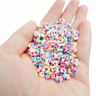 Imagem de 1150 peças de contas de argila redondas planas de argila de polímero contas de arco-íris a granel para joias faça-você-mesmo, contas Heishi feitas à mão, pulseira de artesanato, brincos (6 mm/0,24