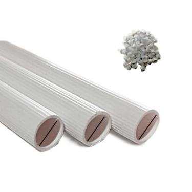 Imagem de Poleiro Plástico Frisado Branco 30cm x 13mm – 20 Barras + ponteiras