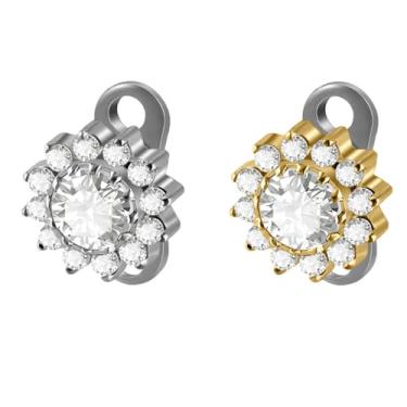 Imagem de Conjunto de âncora dérmica de zircônia cúbica de titânio 14G G23 14G hipoalergênico flores microdérmicas tops e base para lábios, bochechas, joias corporais piercing no peito (girassol)