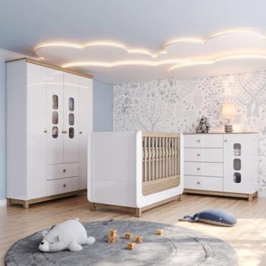 Imagem de Conjunto Quarto de Bebê Berço 2 em 1, Guarda-roupa e Cômoda Sophia Esp