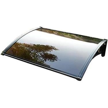 Imagem de Toldos De Dossel De Porta Janela Externa Toldo De Porta Montado Na Parede Toldo De Sol Dossel Folha De Policarbonato Uv Proteção Contra Chuva Ao Ar Livre, Black, 60x100cm