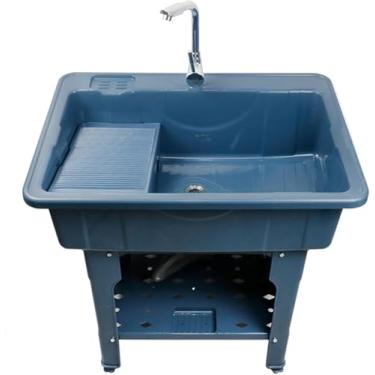 Imagem de Tanque De Lavanderia Com Torneira, Lavatório De Lavanderia Autônomo, Lavatório De Plástico Para Lavatório, Lavatório Interno E Externo Para Lavar Roupas à Mão, Brown, 80x56x80cm