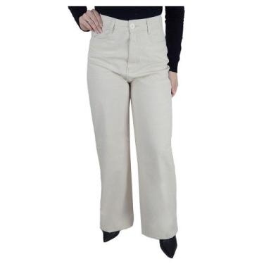 Imagem de Calça Feminina Recuzza Wide Leg Linho Bege Off - 11023, Bege, 42