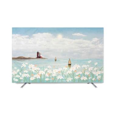 Imagem de HSTANGKY Capa de TV 81.3 cm-203.2 cm Capa protetora de tela de TV para LCD LED pendurado TV colorida protetores de tela de TV esticável interior capa de proteção de TV - flor 2||65 polegadas