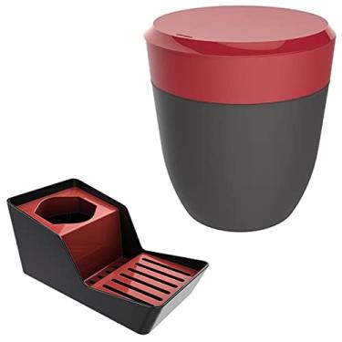 Imagem de Kit Organizador De Pia Porta Detergente + Lixeira 2,5 Litros Cozinha - Crippa - Vermelho