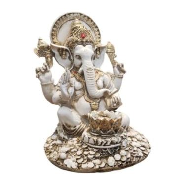 Imagem de Estátua Grande Decorativa da Deusa Ganesha Símbolo de Sorte e Fortuna com Mandala Dourada(Incensário Ganesha)