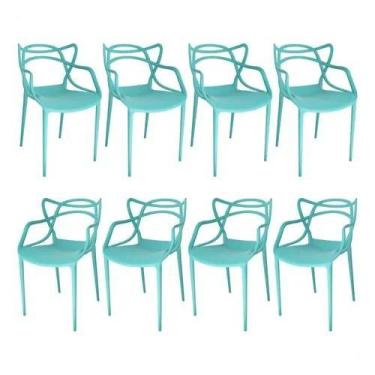 Imagem de Kit 8 cadeiras allegra azul turquesa - AJ