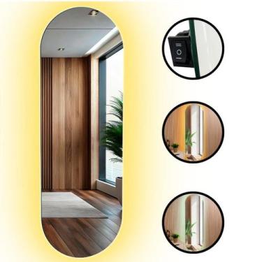 Imagem de Espelho Oval Com LED Touch Quente e frio 150x40 Decoração Corpo Inteir