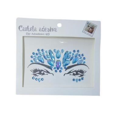 Imagem de Adesivo Para o Rosto Azul Cristal "Modelo 45" Festas Carnaval - Festas