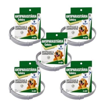 Imagem de Kit 5 Coleiras Dugs Antipulgas e Carrapatos para Cães 17g com 56cm - World Veterinária