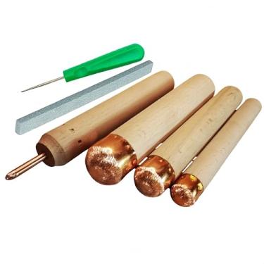 Imagem de Kit de batida de pederneira, 6 peças de ferramentas de batida de obsidiana, kit de ferramentas da idade da pedra de cristal de dragão para profissionais e iniciantes, incluindo 1 floco de pressão, 3