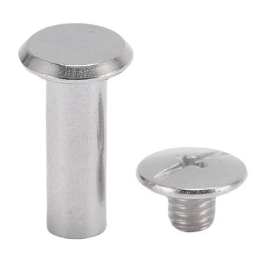 Imagem de 50 Conjuntos de Rebite M5 e Cravos Conjuntos de Aço Inoxidável Rebites e Parafusos Cabeça Redonda Plana para Artesanato de Couro Scrapbooking 6x18x11mm Com Fixação Segura