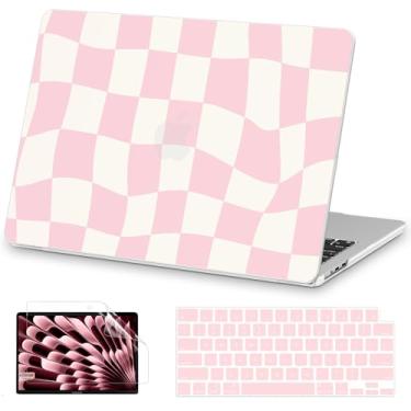 Imagem de AKIT Capa compatível com MacBook Air de 15 polegadas 2025 2024 2023 M4 M3 M2 A3241 A3114 A2941, capa rígida de padrão exclusivo para laptop + capa de teclado + protetor de tela para Mac Air de 15
