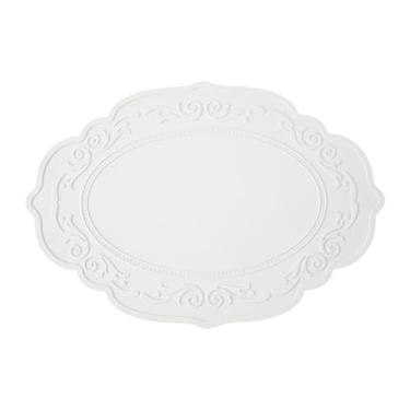 Imagem de YWJLQH Jogo Americano de Mesa, Tapete Antiderrapante, Tapete de Mesa, Base para Porta-copos Portátil, Tapete de Silicone para Caminhadas, Churrascos, Casamen, Branco, Tamanho real