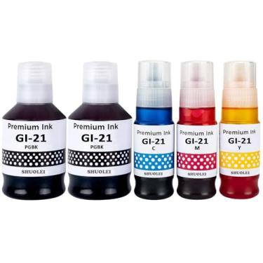 Imagem de Kit de tinta de impressora GI-21 para Canon GI21 refil de tinta, compatível com Canon PIXMA G4270 G3260 G2260 G1220 G3270 G1230 G2270 Impressora jato de tinta 170 ml preta + 70 ml C/M/Y (embalagem com