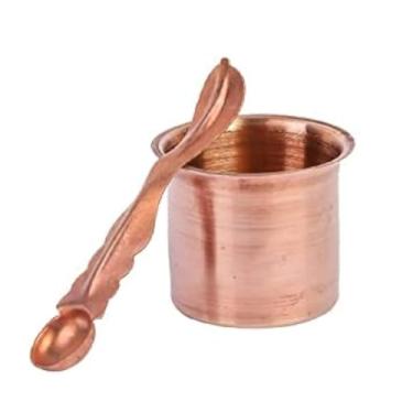 Imagem de Conjunto Hindu Pooja Lota e Colher (Achman) - Copo de cobre puro feito à mão - aproximadamente 5,8 cm x 5 cm