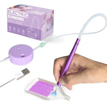 Imagem de Gosikee Caneta de diamante a vácuo elétrica de metal - Kit de ferramentas com bandeja de armazenamento e mangueira sem necessidade de cera, sucção estável alimentada por USB para artistas adultos