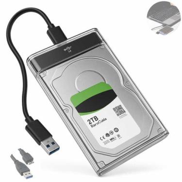 Imagem de Case Para HD SSD 2.5'' Externo Transparente Slim USB 3.0 Portátil Adap
