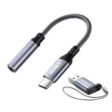 Imagem de AVMAX Adaptador de fone de ouvido USB C para áudio de 3,5 mm, tipo c para cabo auxiliar fêmea para MacBook 16 15 Plus, S24 S23 S22 S21 S20 Ultra Pixel MacBook e mais dispositivos tipo C (cinza)