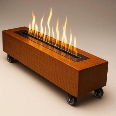 Imagem de Lareira Portátil com Rodinhas, 80cm, Queimador a Etanol, Base em Ferro