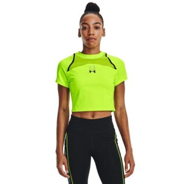 Imagem de Camiseta de Corrida Feminina Under Armour Anywhere Cropped, Verde, G