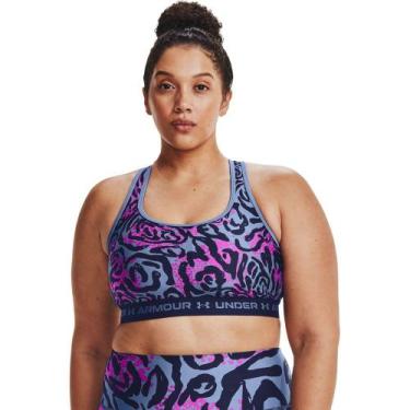 Imagem de Top de Treino Plus Size Feminino Under Armour Crossback Mid Print, Azu