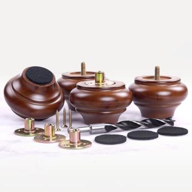 Imagem de Conjunto de 4 pernas para móveis de madeira, 5 cm, pernas de substituição de madeira maciça para mesa, armário, cômoda, sofá, cama, banco