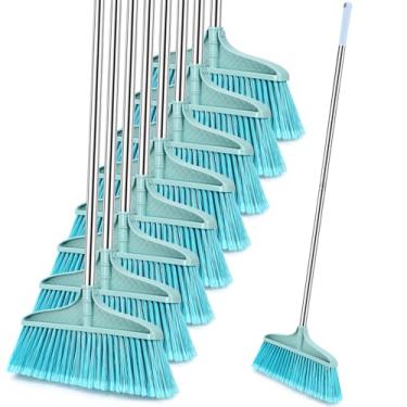 Imagem de Lasnten Lasnten Pacote com 8 vassouras resistentes para uso interno e externo, vassoura comercial de 129 cm com ferramentas de limpeza de cabo longo removíveis de aço inoxidável para casa, garagem