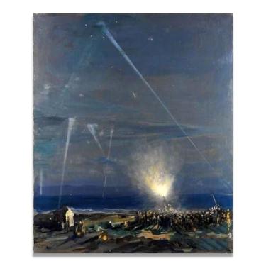 Imagem de A Coast Defence John Lavery Classic Realist Portrait & War Scene Canvas Art – Decoração de parede de arte irlandesa para casa 39,98 x 48 cm Un Framed