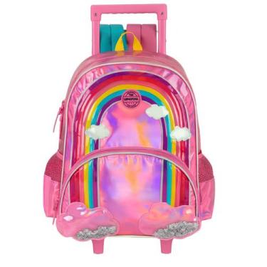 Imagem de Mochila Infantil Escolar Roda Arco-Íris Holográfico - UP4YOU, Pink