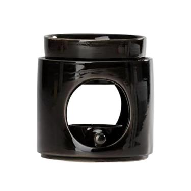 Imagem de Fenteer Queimador de óleo essencial, difusor de óleo, decoração para casa, suporte para velas, luz de chá, suporte para velas de porcelana para mesa, peça, Preto