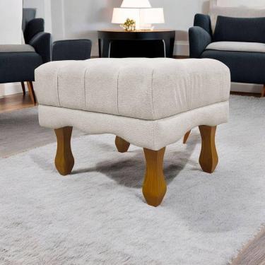 Imagem de Puff Decorativo Retangular Duque Bouclé Premium Capitonê - Bege Buclê