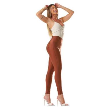 Imagem de Calça Estilo Alfaiataria Poliamida Acetinado Fosco Compressão Cós Larg