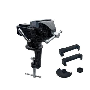 Imagem de Torno de mesa portátil - Ferramenta de braçadeira de bancada resistente, design ajustável e de fixação para trabalhos em madeira, metalurgia e bricolage - preto