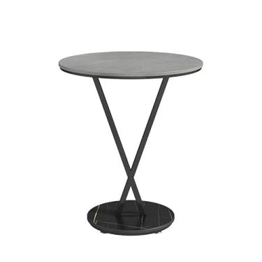 Imagem de Mesa de sala de estar luxuosa mesa lateral redonda de mármore armário lateral de sofá compacto, mesa de centro moderna, mesa de destaque de varanda, mesa de cabeceira de cabeceira (cinza)
