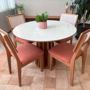 Imagem de Dalla Costa, Conjunto Mesa de Jantar com 4 Cadeiras de Tela Freijó OFF Write 100% MDF Veronese