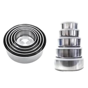 Imagem de Conjunto de 5 Potes Herméticos em Aço Inox com Tampa, 250ml a 1,2L, Empilháveis