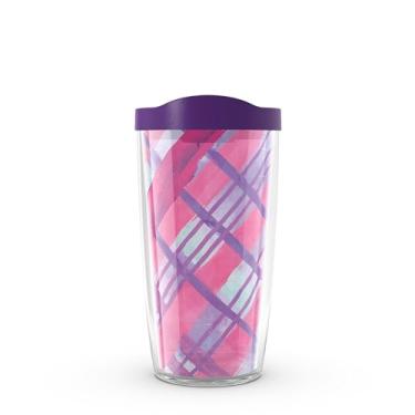 Imagem de Tervis Copo de viagem com isolamento térmico de parede dupla Loving Plaid Made in USA mantém as bebidas frias e quentes, 473 ml, clássico
